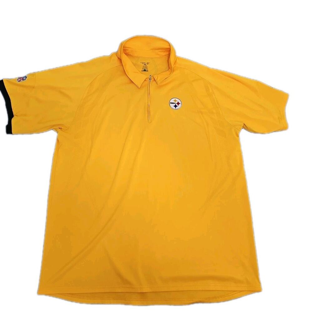 Reebok Pittsburgh Steelers NFL Men's XXL Golf Yellow Polo Tshirt Logo